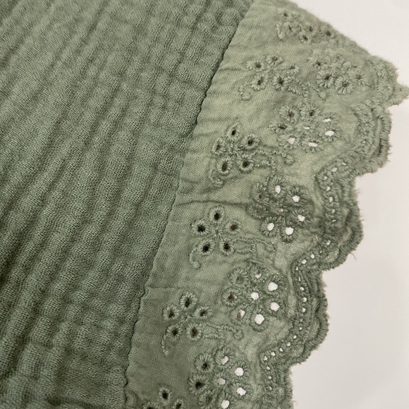 Cristina Vergani Italian Made Green Textured Cotton Tiered A-line Dress - Picture 4 of 8